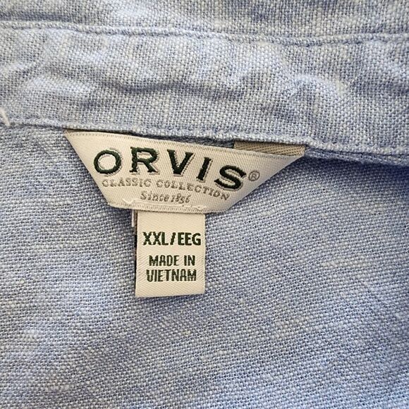 Orvis Classic Collection Linen Blend blue‎ long sleeve shirt mens size XXL - Picture 5 of 7
